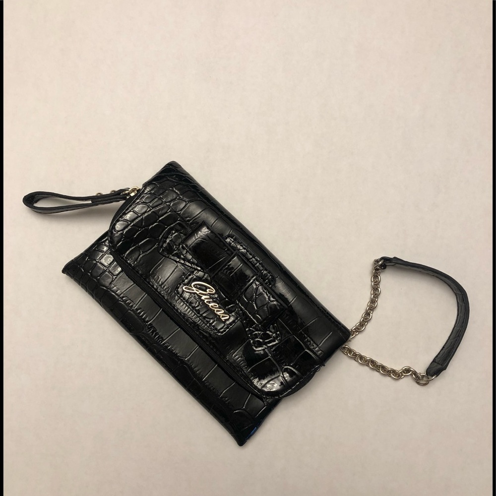 Guess Black Crocodile (faux) Wristlet